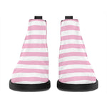 Pink And White Striped Pattern Print Flat Ankle Boots