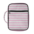 Pink And White Striped Pattern Print Front Pocket Bible Bag