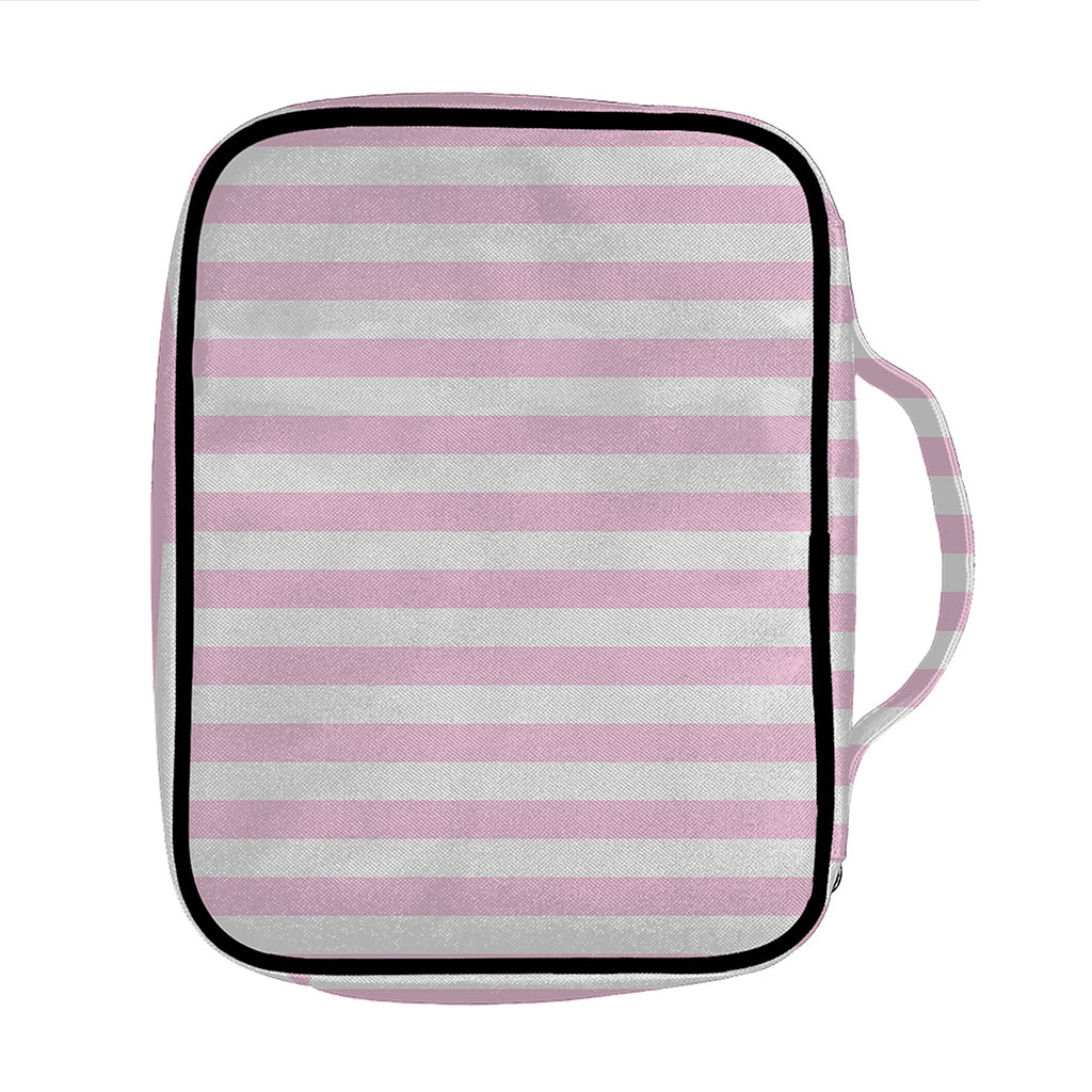 Pink And White Striped Pattern Print Front Pocket Bible Bag