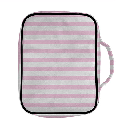 Pink And White Striped Pattern Print Front Pocket Bible Bag