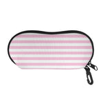 Pink And White Striped Pattern Print Glasses Case