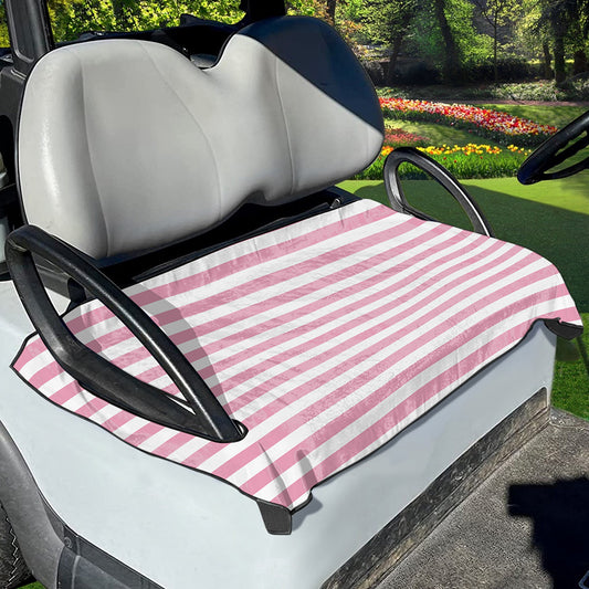 Pink And White Striped Pattern Print Golf Cart Seat Cover