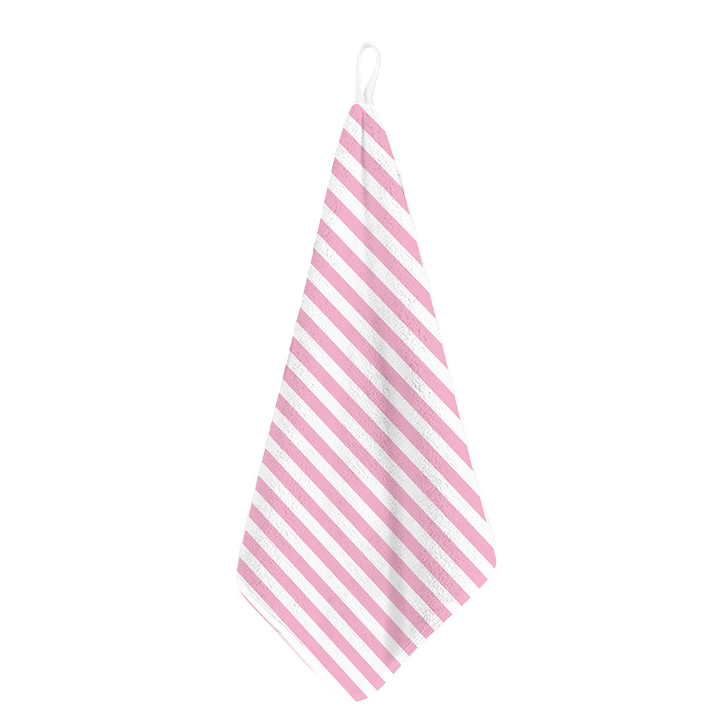 Pink And White Striped Pattern Print Hand Towel