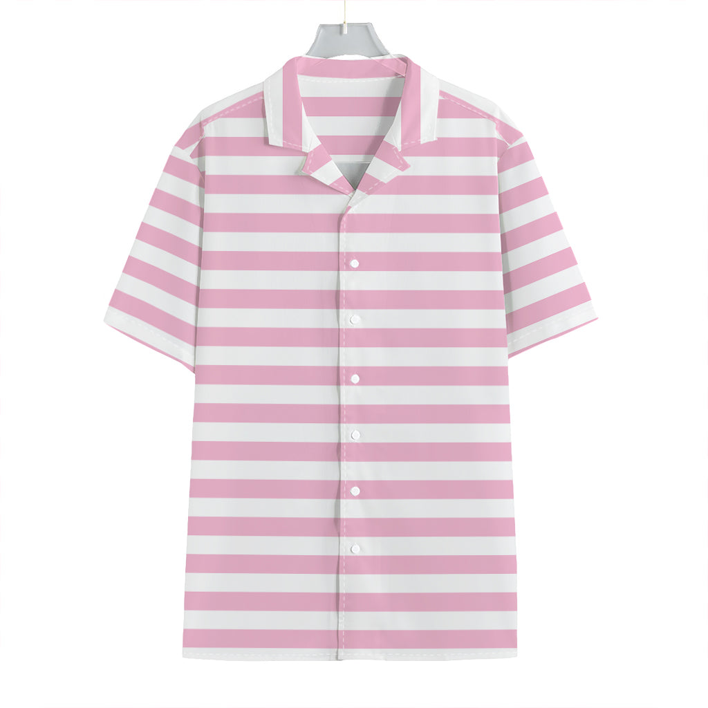 Pink And White Striped Pattern Print Hawaiian Shirt