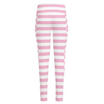 Pink And White Striped Pattern Print High-Waisted Pocket Leggings