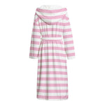 Pink And White Striped Pattern Print Hooded Bathrobe