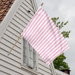 Pink And White Striped Pattern Print House Flag