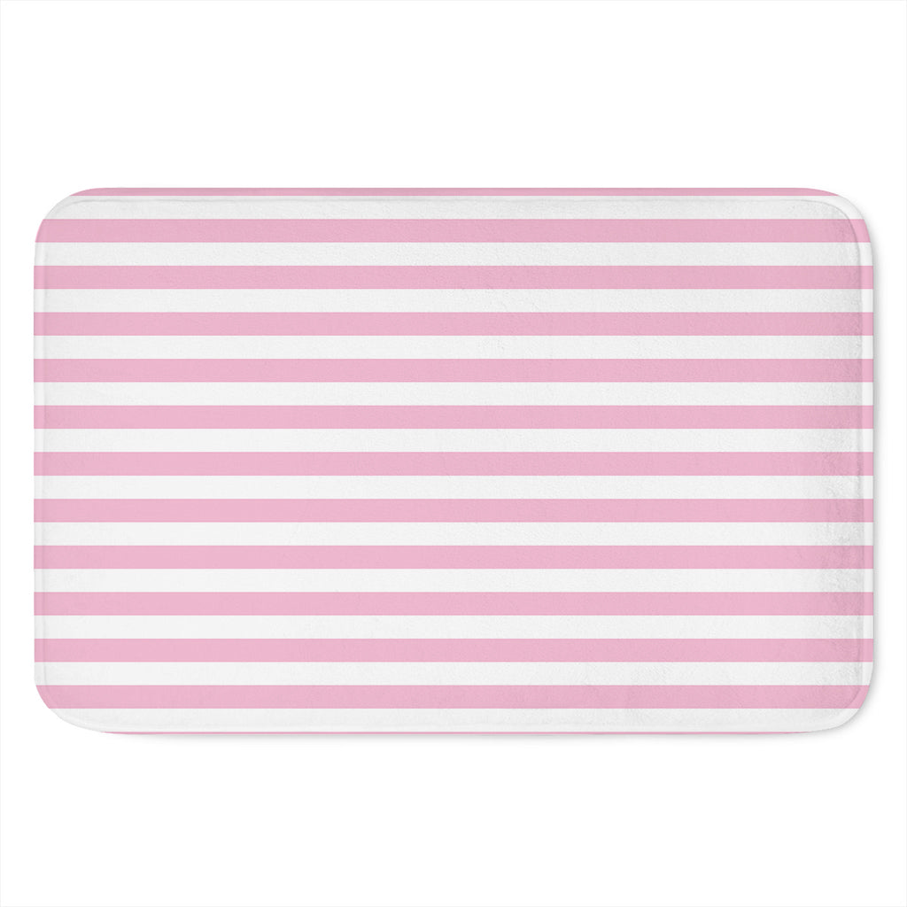 Pink And White Striped Pattern Print Indoor Door Mat