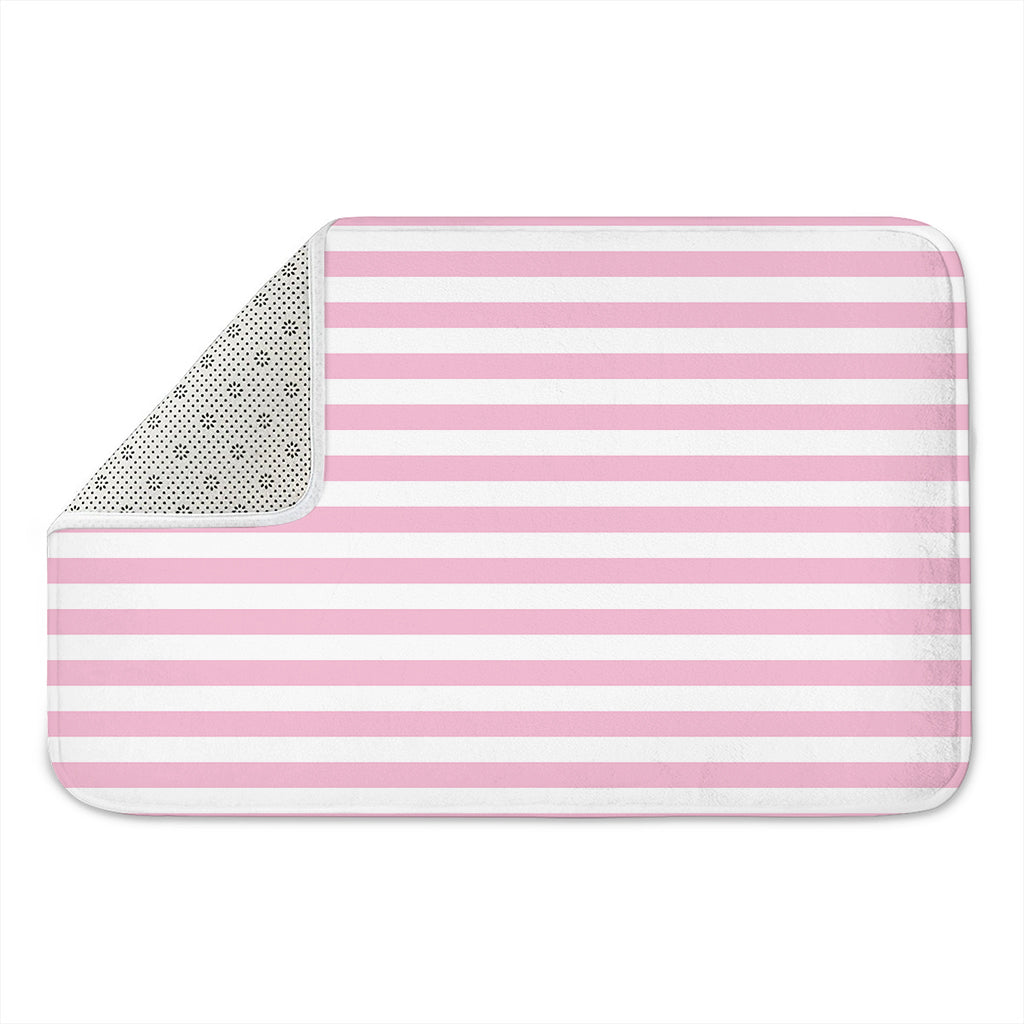 Pink And White Striped Pattern Print Indoor Door Mat