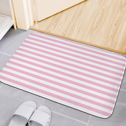 Pink And White Striped Pattern Print Indoor Door Mat