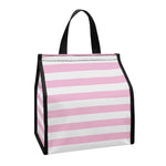Pink And White Striped Pattern Print Insulated Lunch Tote