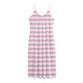 Pink And White Striped Pattern Print Jersey Midi Cami Dress