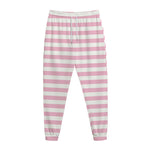 Pink And White Striped Pattern Print Jogger Pants