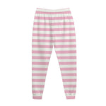 Pink And White Striped Pattern Print Jogger Pants