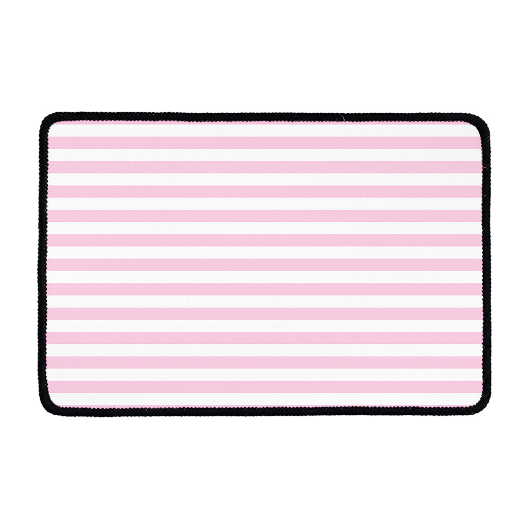 Pink And White Striped Pattern Print Kitchen Mat
