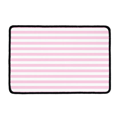 Pink And White Striped Pattern Print Kitchen Mat