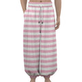 Pink And White Striped Pattern Print Lantern Pants