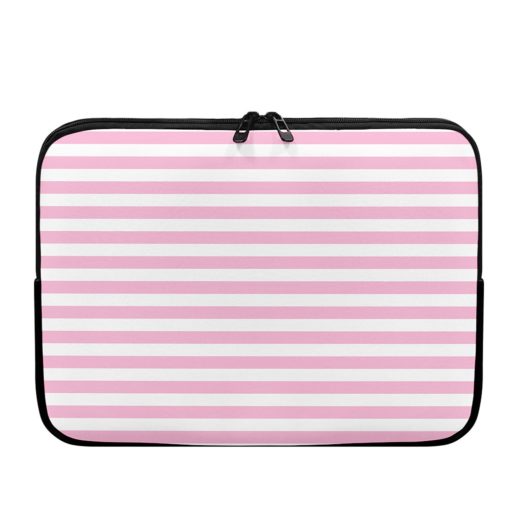 Pink And White Striped Pattern Print Laptop Sleeve