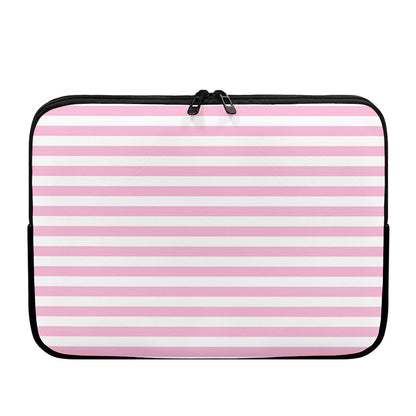 Pink And White Striped Pattern Print Laptop Sleeve