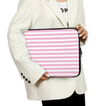 Pink And White Striped Pattern Print Laptop Sleeve