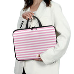 Pink And White Striped Pattern Print Laptop Sleeve With Handle