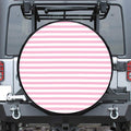 Pink And White Striped Pattern Print Leather Spare Tire Cover