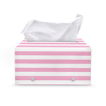 Pink And White Striped Pattern Print Leather Tissue Box Cover