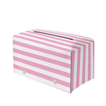 Pink And White Striped Pattern Print Leather Tissue Box Cover