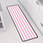 Pink And White Striped Pattern Print Long Kitchen Mat