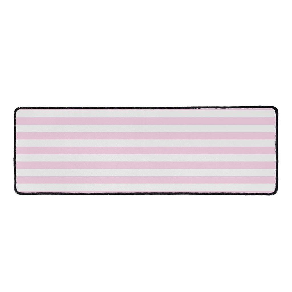 Pink And White Striped Pattern Print Long Kitchen Mat