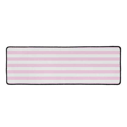 Pink And White Striped Pattern Print Long Kitchen Mat