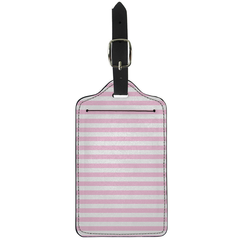 Pink And White Striped Pattern Print Luggage Tag