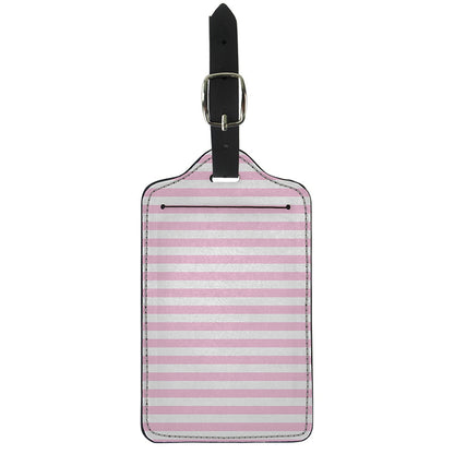 Pink And White Striped Pattern Print Luggage Tag