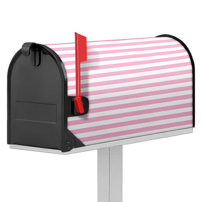 Pink And White Striped Pattern Print Mailbox Cover