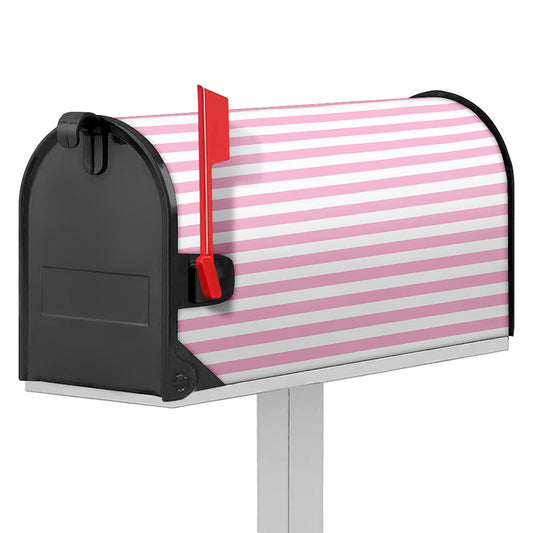 Pink And White Striped Pattern Print Mailbox Cover