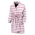 Pink And White Striped Pattern Print Men's Bathrobe