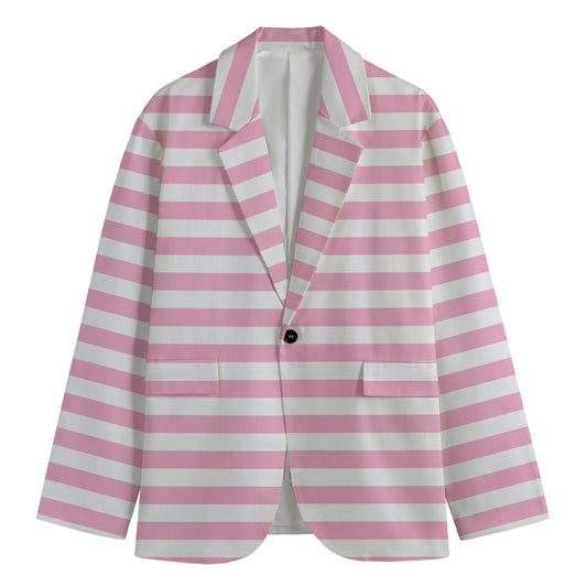 Pink And White Striped Pattern Print Men's Blazer