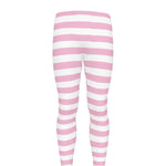 Pink And White Striped Pattern Print Men's leggings