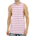 Pink And White Striped Pattern Print Men's Muscle Tank Top