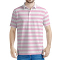 Pink And White Striped Pattern Print Men's Polo Shirt