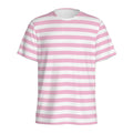 Pink And White Striped Pattern Print Men's Athletic T-Shirt