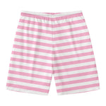 Pink And White Striped Pattern Print Men's Swim Trunks