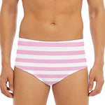 Pink And White Striped Pattern Print Men's Triangle Swim Briefs