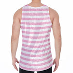 Pink And White Striped Pattern Print Men's Velvet Tank Top