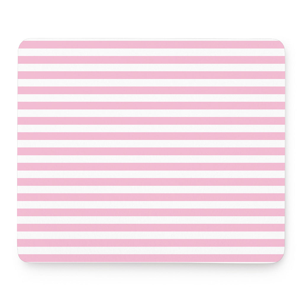 Pink And White Striped Pattern Print Mouse Pad