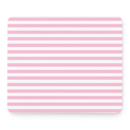 Pink And White Striped Pattern Print Mouse Pad