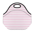 Pink And White Striped Pattern Print Neoprene Lunch Bag