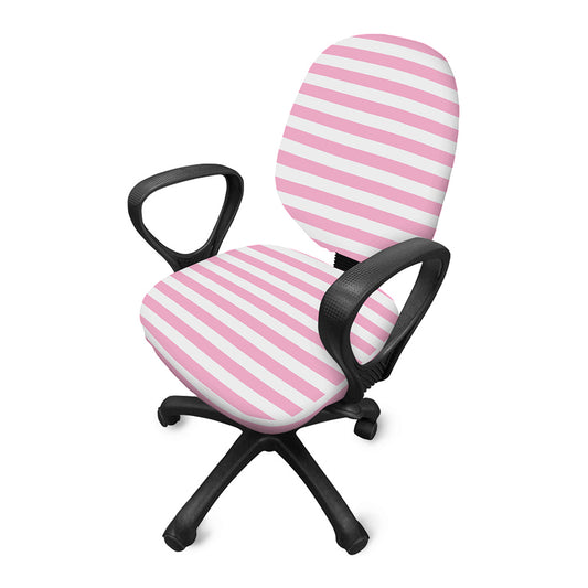 Pink And White Striped Pattern Print Office Chair Cover
