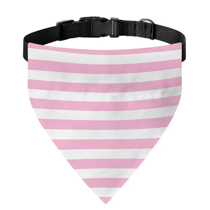 Pink And White Striped Pattern Print Over The Collar Dog Bandana