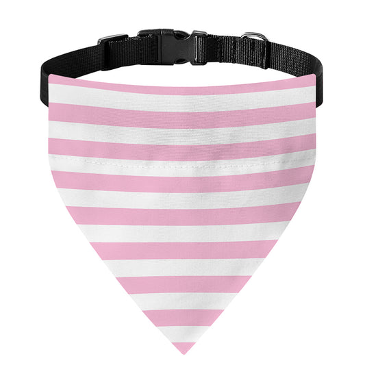 Pink And White Striped Pattern Print Over The Collar Dog Bandana